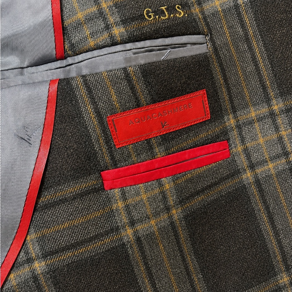 ISAIA Espresso 100% Aquacashmere Windowpane Sport Coat + Isaia 7-Fold Silk Tie - Picture 6 of 6